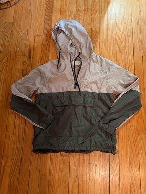 Coach Neutral-Tone Hooded Jacket in Taupe and Black Trim